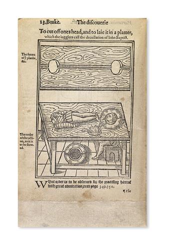 SCOT, REGINALD. The Discoverie of Witchcraft.  1584.  With the 2 unnumbered leaves of conjuring illustrations possibly in facsimile.